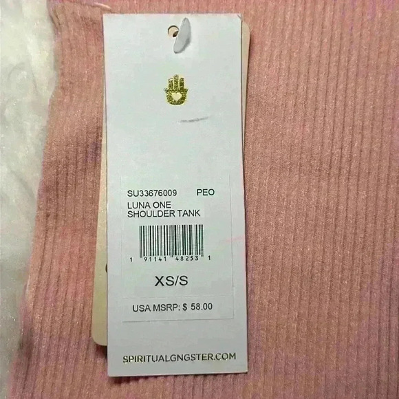 SPIRITUAL GANGSTER NWT Luna One Shoulder Seamless Tank Peony/Pink Women Size XS - Picture 6 of 15